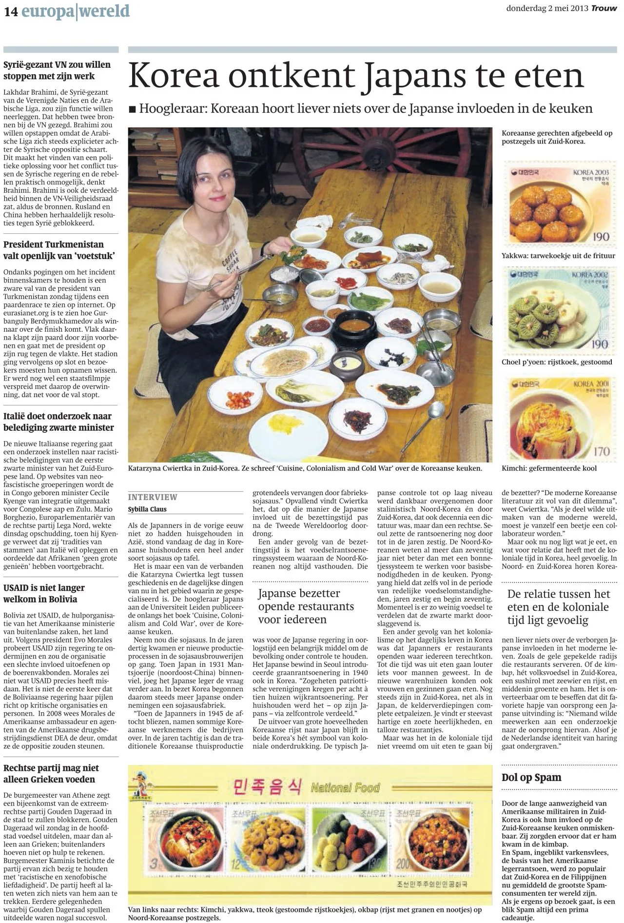 Korea ontkent Japans te eten (Trouw, 2 May 2013)